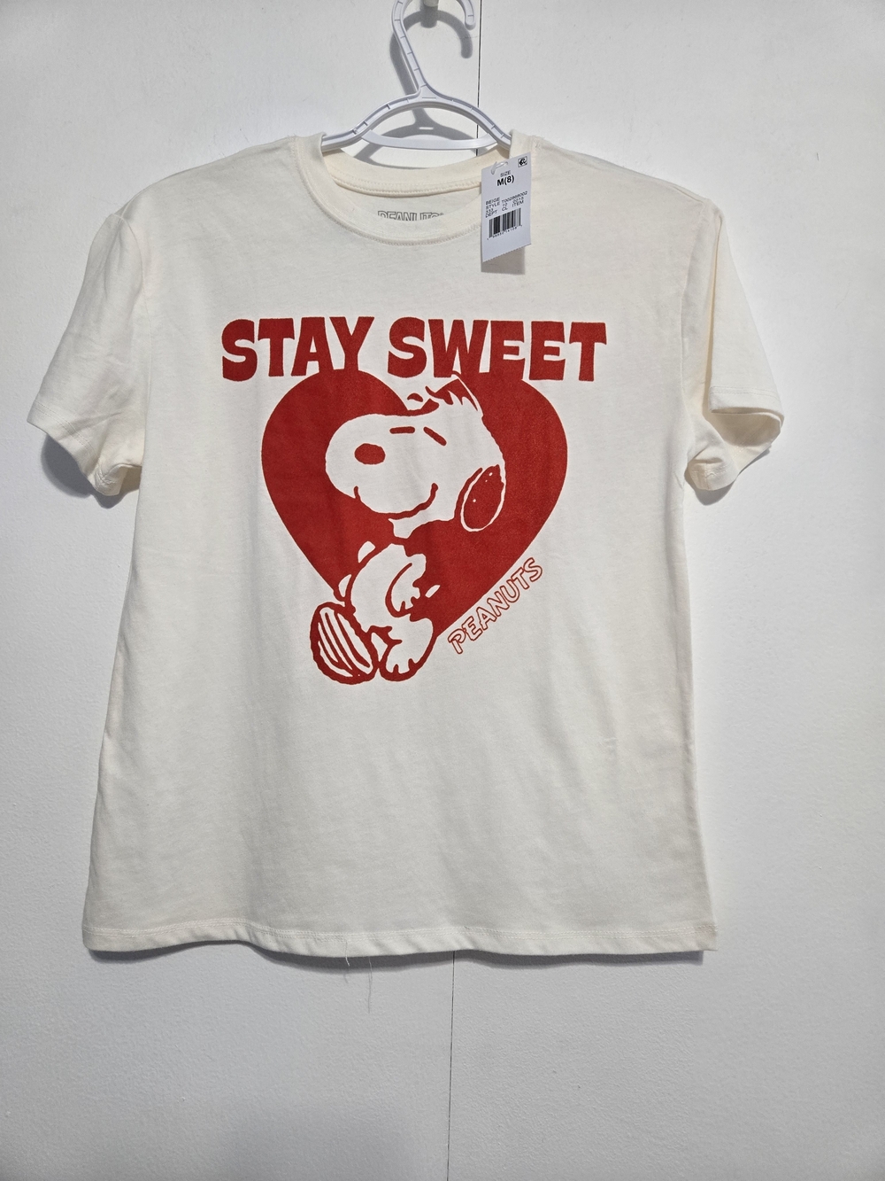 NWT‎ Peanuts Snoopy Stay Sweet Graphic Tee Women's Medium Valentine's